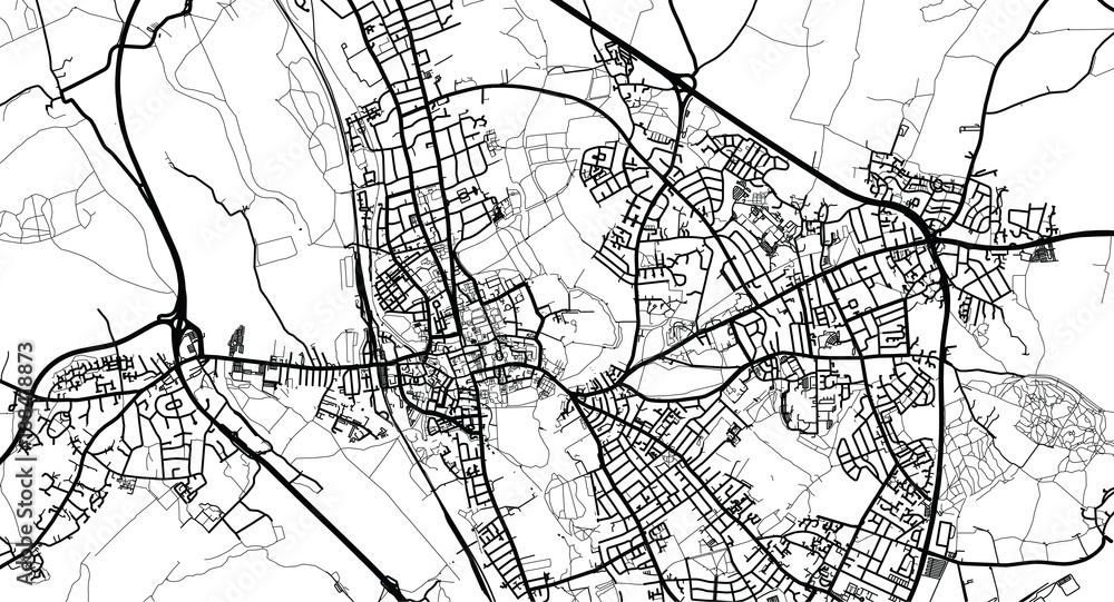 Urban vector city map of Oxford, England