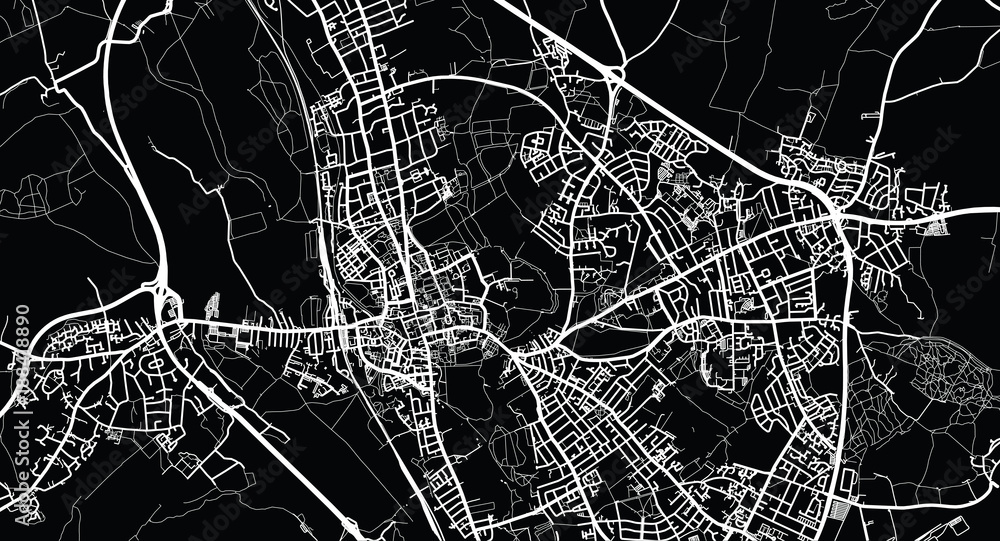 Urban vector city map of Oxford, England