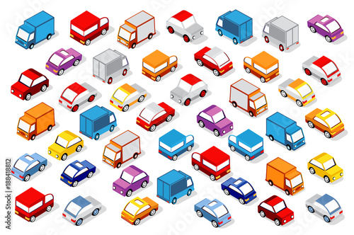 Colorful 3D isometric set