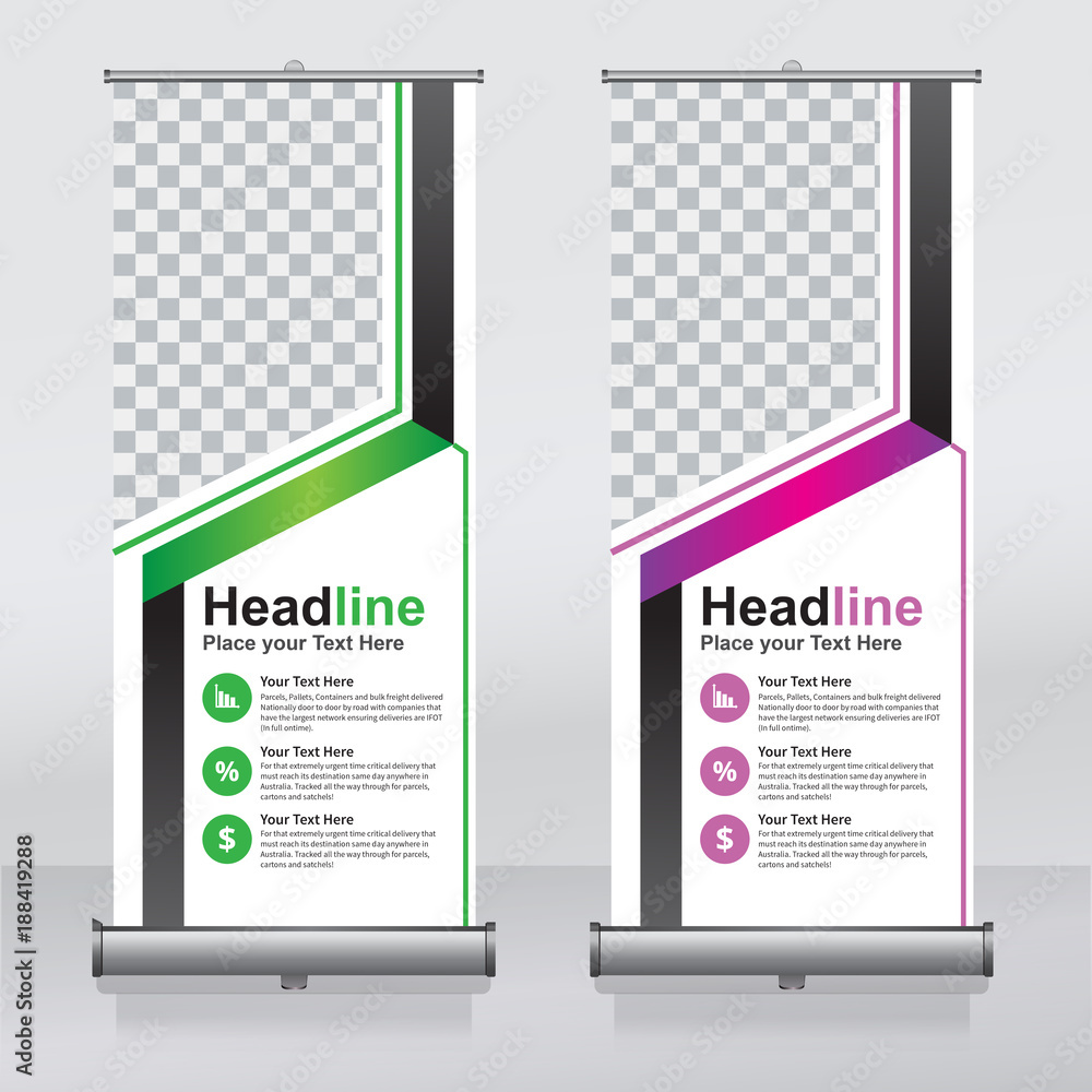Roll up banner design template, vertical, abstract background, pull up ...