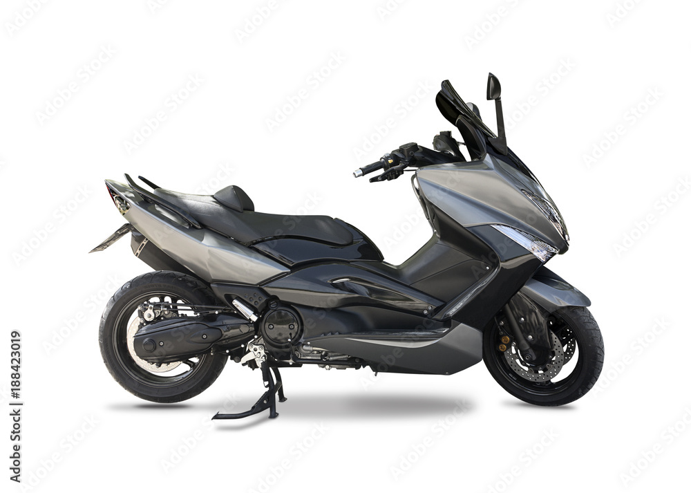 Black grey mega scooter side view isolated on white foto de Stock | Adobe  Stock