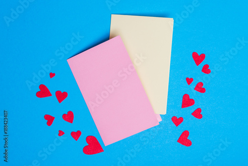 Greeting cards lying on the background