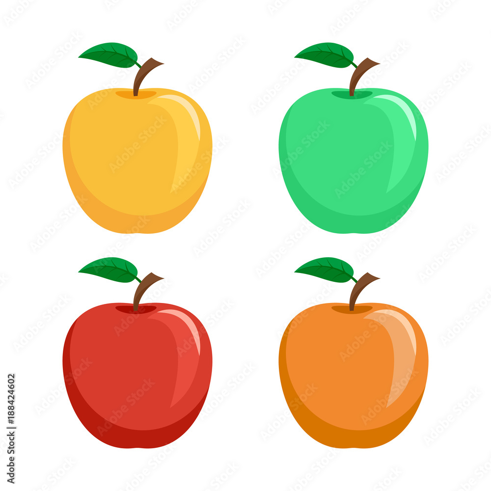 Set of icons of apples Set of icons of apples