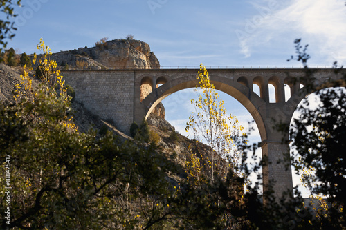 Viaducto en el cañon del rio Riaza. Segovia. photo