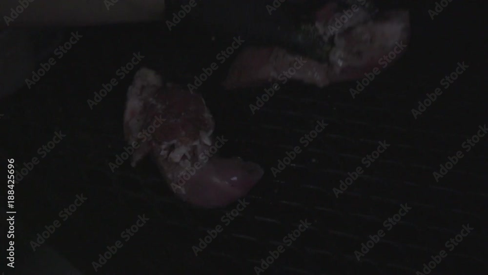 Pork on grill, close up Pork on grill, close up
