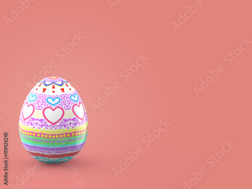 3D render of easter egg on pink pastel background