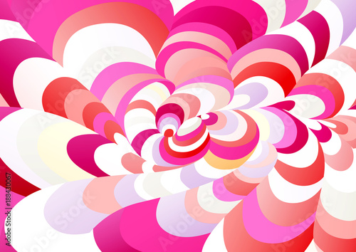 Abstract background of curved geometric shapes. The illusion of a three-dimensional image.