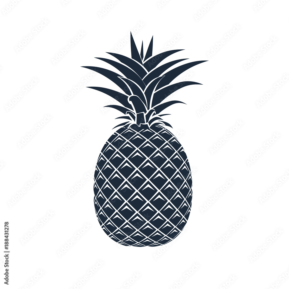Vector pineapple icon on white background. Vector pineapple icon on white background.