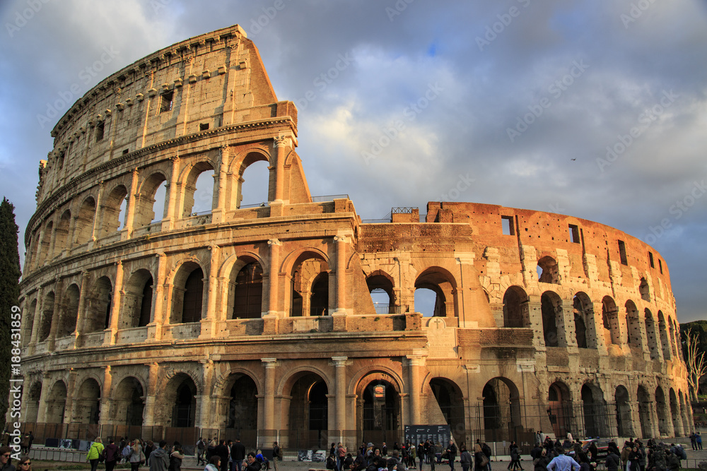 Rome: the Colosseum at sunset.   
