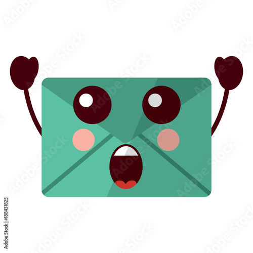 suprised message envelope kawaii icon image vector illustration design 