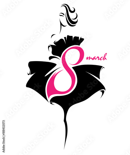 Women's day. Illustration vector of women silhouette icon, women body in black dress.