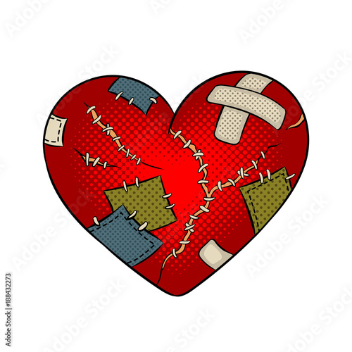 Broken heart metaphor pop art vector