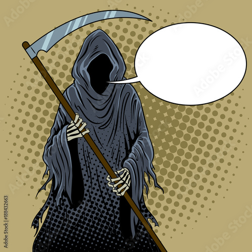 Grim reaper pop art vector illustration