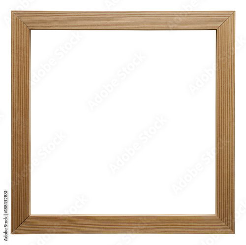 Empty picture frame isolated on white, square format, in a simple wood moulding © Chris Rose