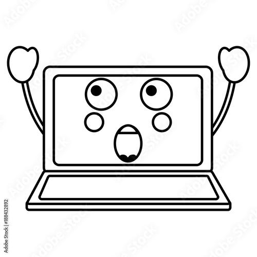 suprised laptop kawaii icon image vector illustration design 