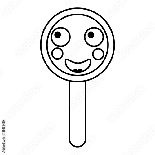 kawaii cute funny magnifying glass vector illustration outline design