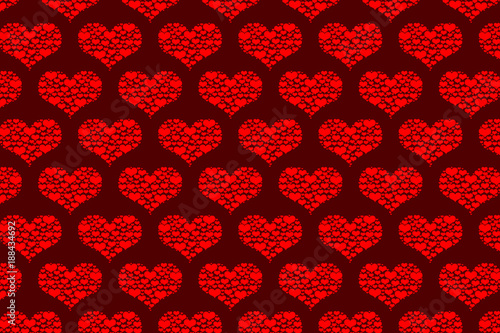 Red heart vector pattern - red pattern on a red background