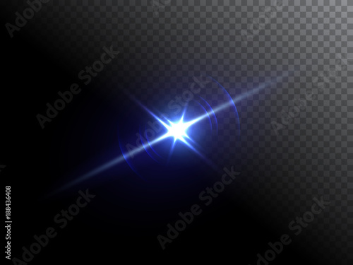 Blue flare isolated on transparent background. Vector illustration.