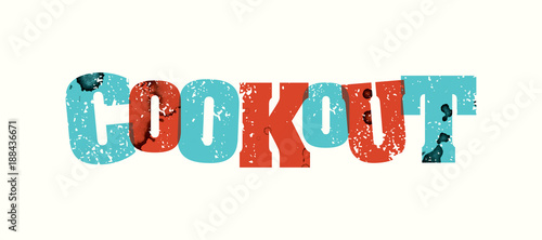 Cookout Concept Stamped Word Art Illustration