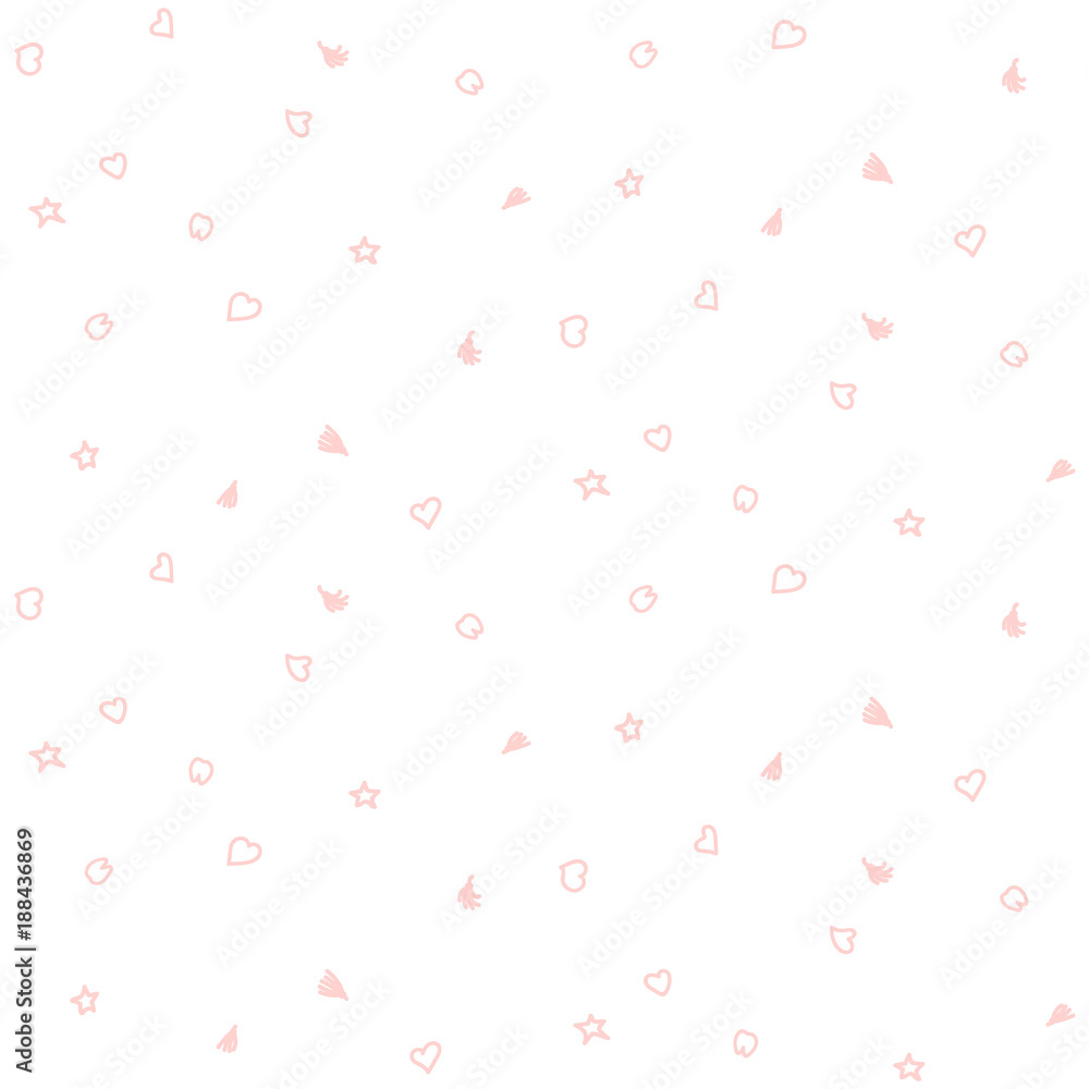 Vector seamless pattern with pink hearts
