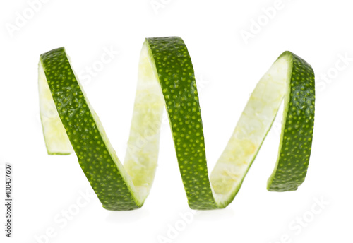 Peel of lime isolated on a white background