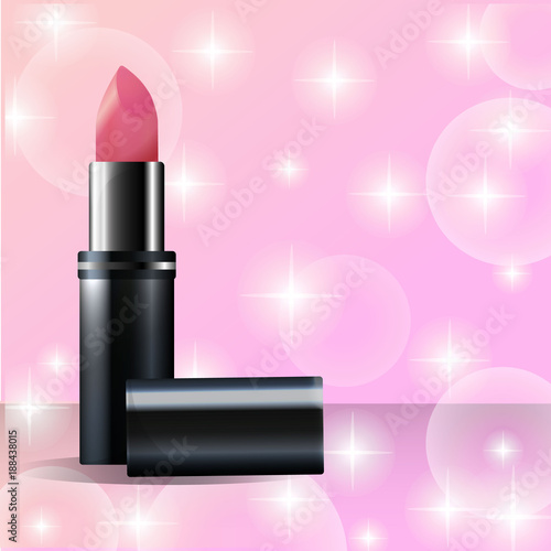 lipsticks on a pink background. Red pomade set isolated on white background. lip rouge