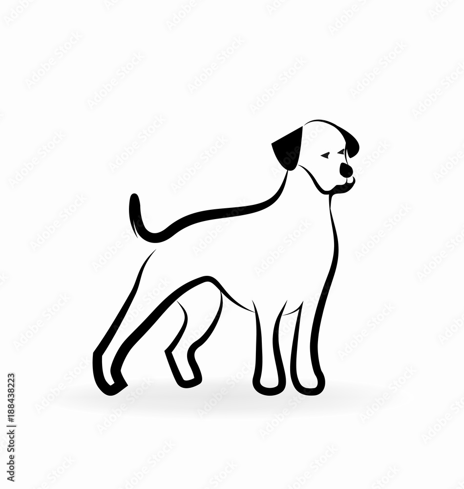 Loyal dog, line art, vector icon