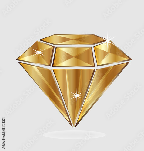 Golden diamond isolated vector