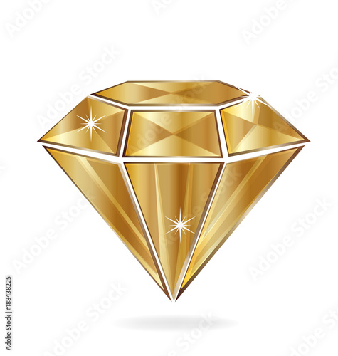 Golden diamond isolated vector
