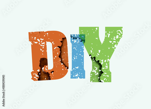 DIY Concept Stamped Word Art Illustration