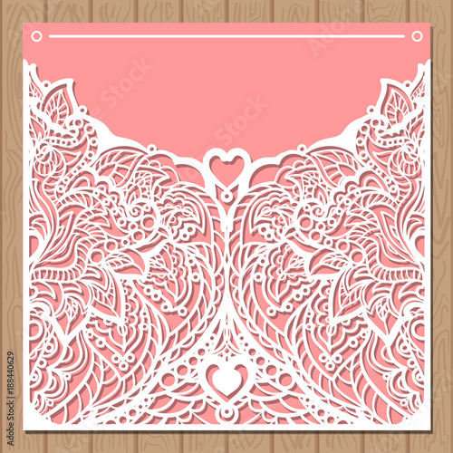 Wedding invitation envelope mock-up for laser cutting. Square. For your design