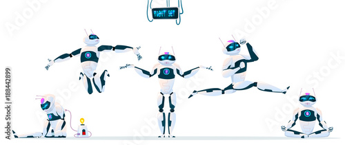 Modern Robot Set With expressions Artificial Intelligence Technology Flat Vector Illustration.