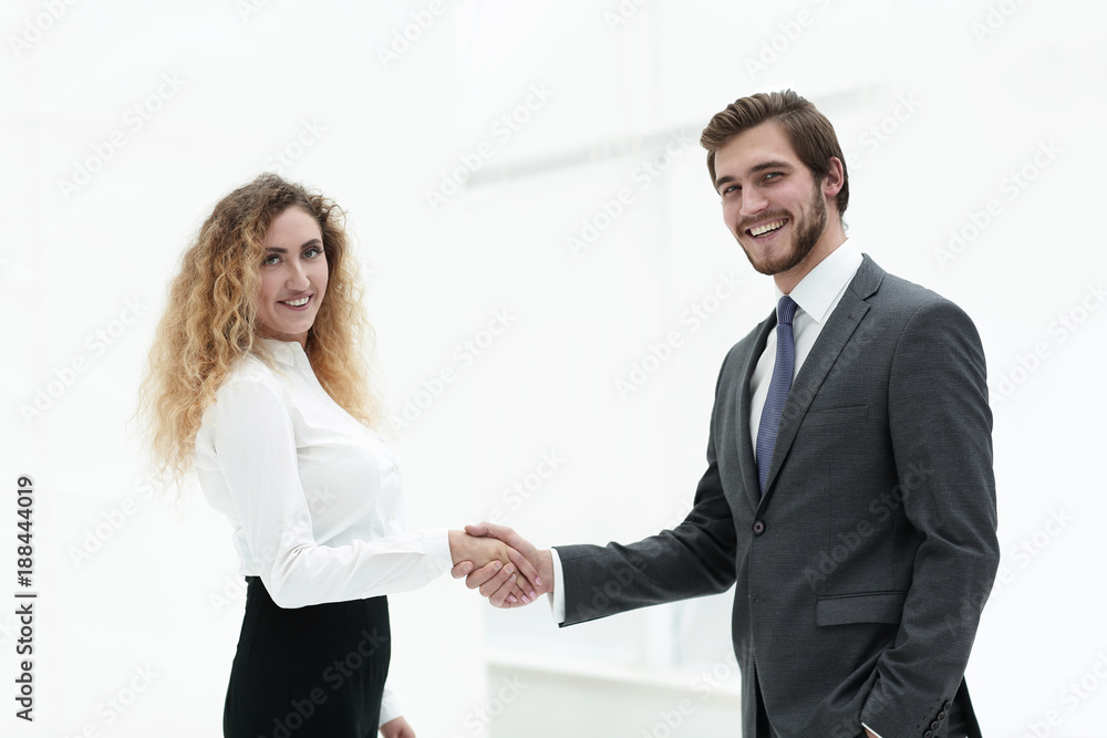 handshake Manager and client on blurred background handshake Manager and client on blurred background