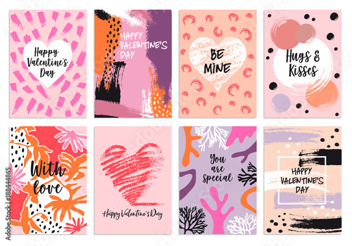 Valentine's day s card templates, vector set