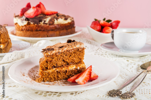 Wallpaper Mural Coffee cake, Strawberries and Coffee Torontodigital.ca