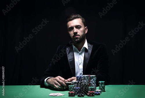 Portrait of a professional poker player photo