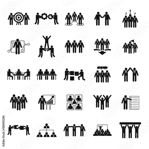 Team building work training icons set. Simple illustration of 25 team building work training vector icons for web