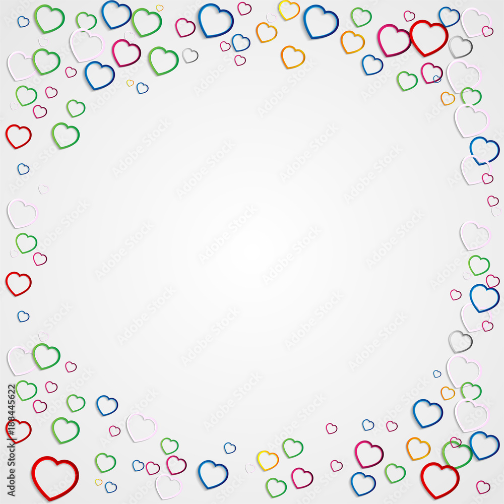 eps10 vector happy Valentine's Day illustration. Colorful flying hearts isolated on white background. Happy holiday greeting background. Graphic design element mock-up. Template for web, print, design