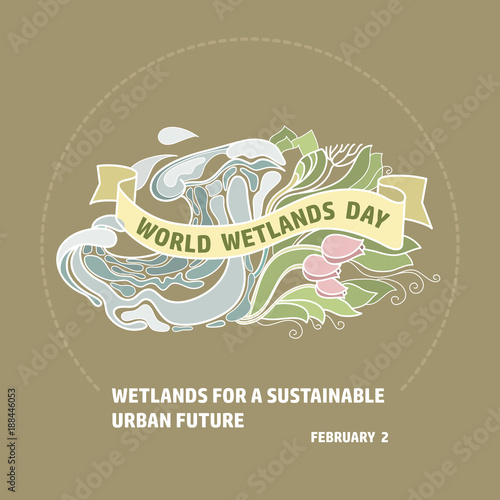 World Wetlands Day. Wave and reed.