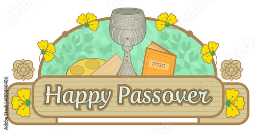 Passover Banner - Happy Passover decorative banner with Passover symbols. Eps10