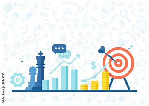 Marketing strategy banner in flat style.