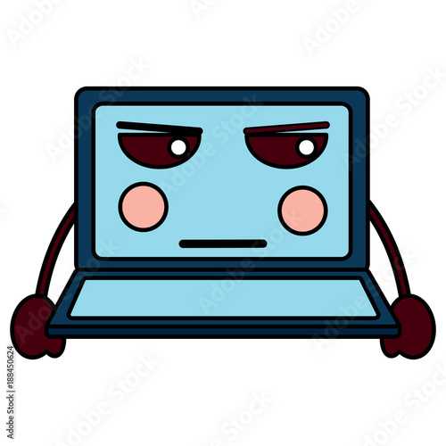 angry laptop kawaii icon image vector illustration design 