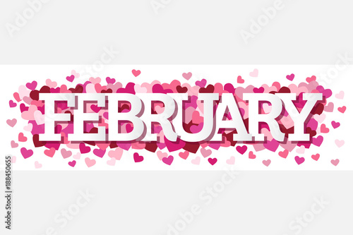 February Single Word With Hearts Banner Vector Illustration 1 photo