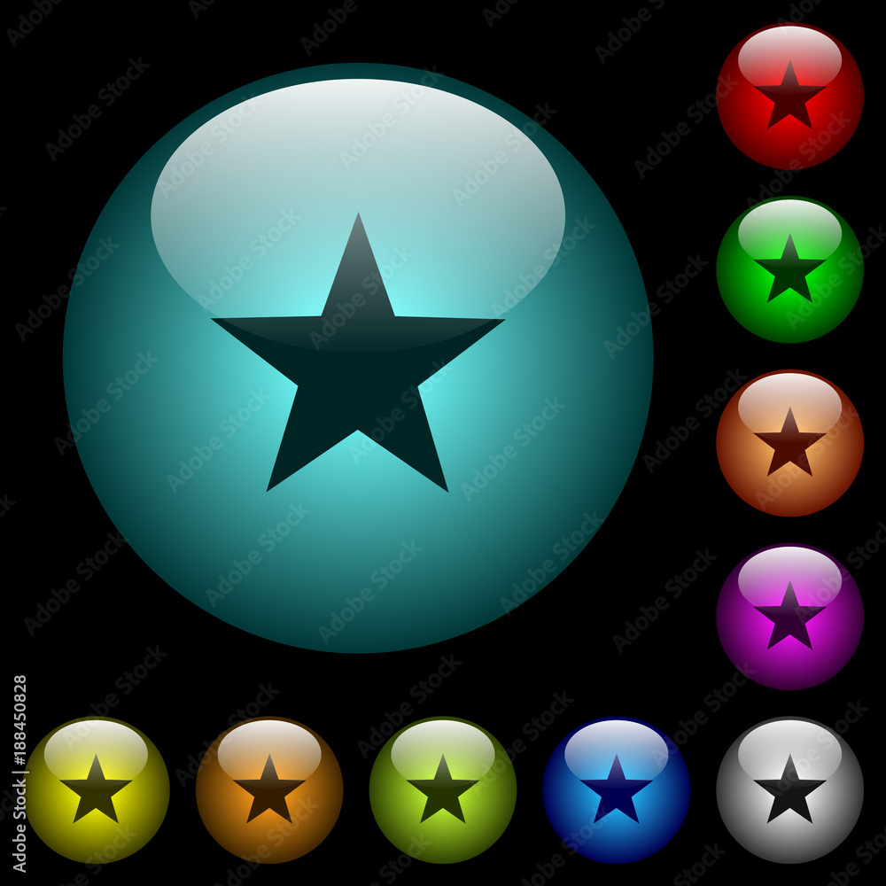 Favorite icons in color illuminated glass buttons