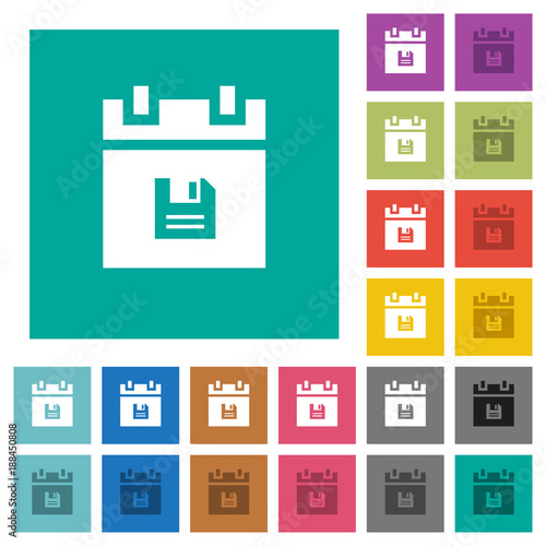 Save schedule data square flat multi colored icons