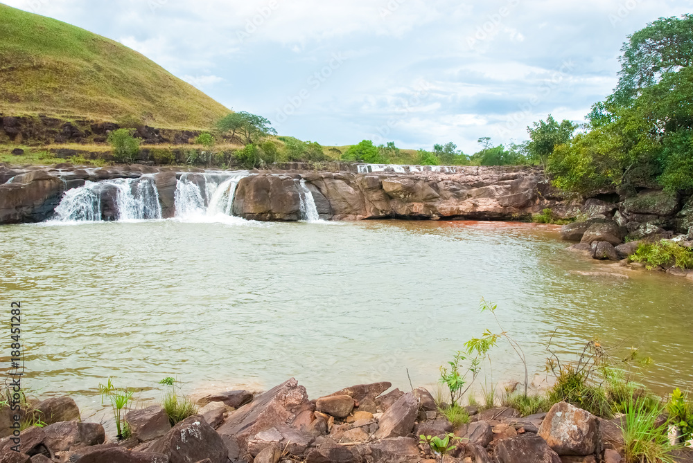 Fototapeta premium Waterfall on Caroni River Called Balneario Soroape, La Gran Sabana, Venezuela