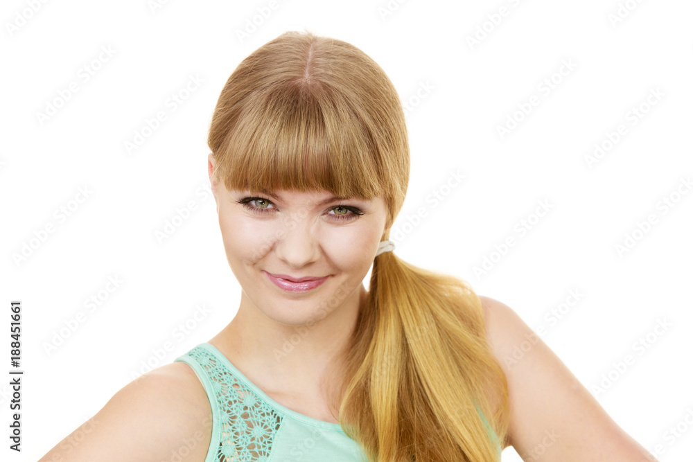 Attractive blonde girl smiling portrait Attractive blonde girl smiling portrait