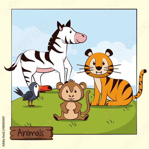 Cute animals cartoon icon vector illustration graphic design