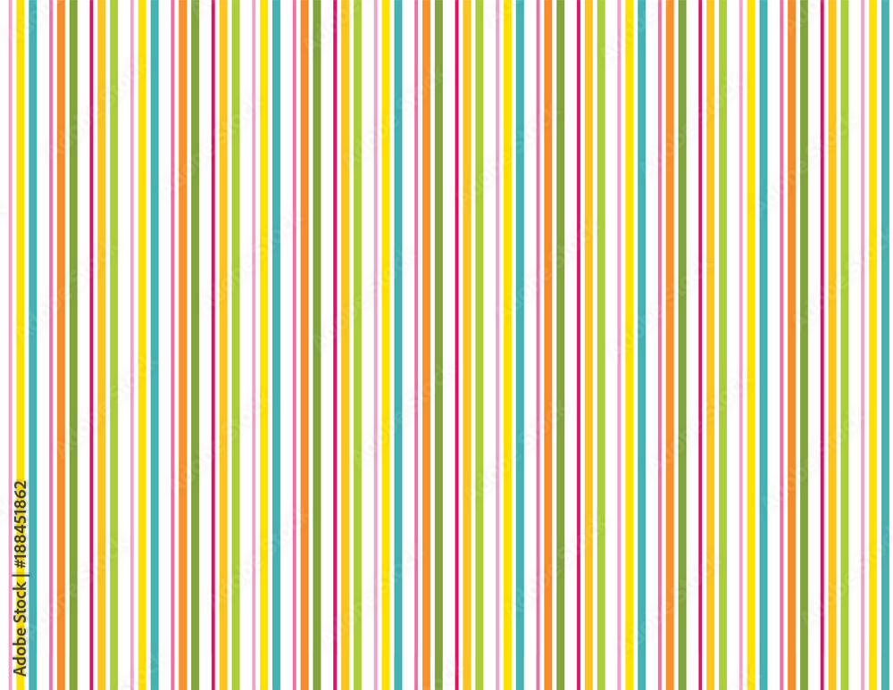 Obraz premium Stripe seamless pattern. Summer print for backgrounds, fabric, apparel, gift wrap, decor, scrapbooking and more. Blue, yellow, green, orange, white. Spring. EPS file includes pattern swatch tile.
