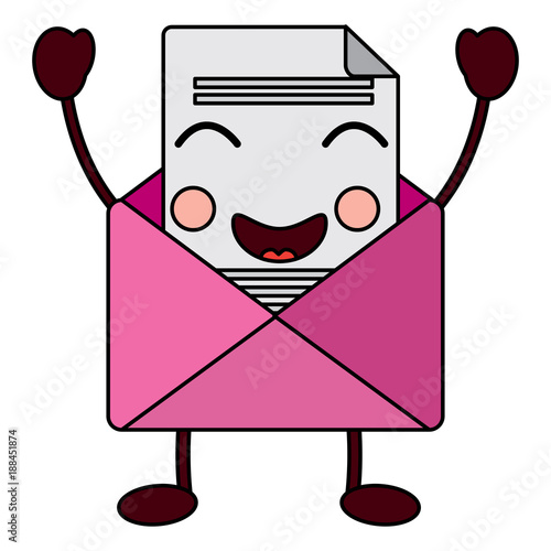 kawaii email envelope letter message cartoon vector illustration